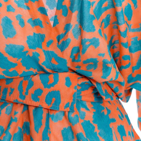🖤 Agua Bendita Balam Linnea Romper, Orange and Blue Leopard(Nuly) Size Large - Picture 12 of 12